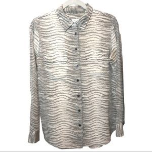 Equipment Grey Print Silk Button Down